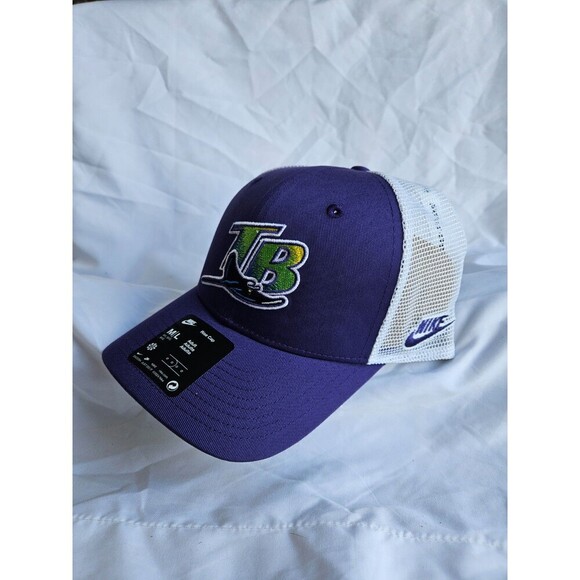 Tampa Bay Rays MLB Nike Rise Purple/White Adjustable Trucker Hat - SIZE: M/L - Picture 2 of 5